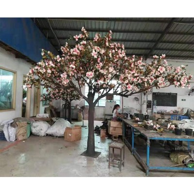 350cm height landscape decorative high quality artificial pink magnolia flowers tree , magnolia bonsai artificial tree sale