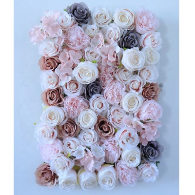 In stock high quality 40*60CM (16''*24'') European style  artificial silk flower wall panel ornaments for indoor landscape