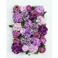 high quality 40*60CM (16''*24'') European style  artificial purple rose and Hydrangea silk flower wall panels for wedding