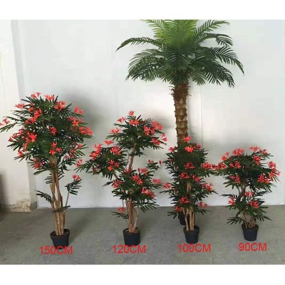 150/120/100/90CM height landscape decorative artificial silk red flower phoenix tree , flower phoenix tree bonsai artificial