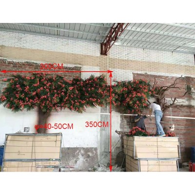 350cm height landscape decorative artificial silk red flower phoenix tree plant , cheap flower phoenix tree bonsai artificial