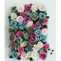 In stock high quality 40*60CM (16''*24'') European style  artificial silk flower wall panel ornaments for indoor landscape